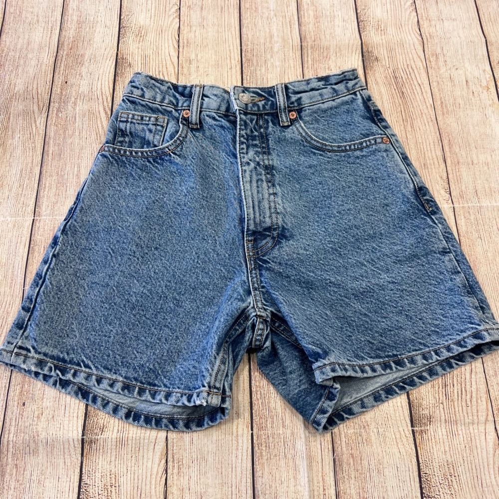 Zara Women High Waisted Denim Shorts Medium Wash Blue Size 2 US EUR 34